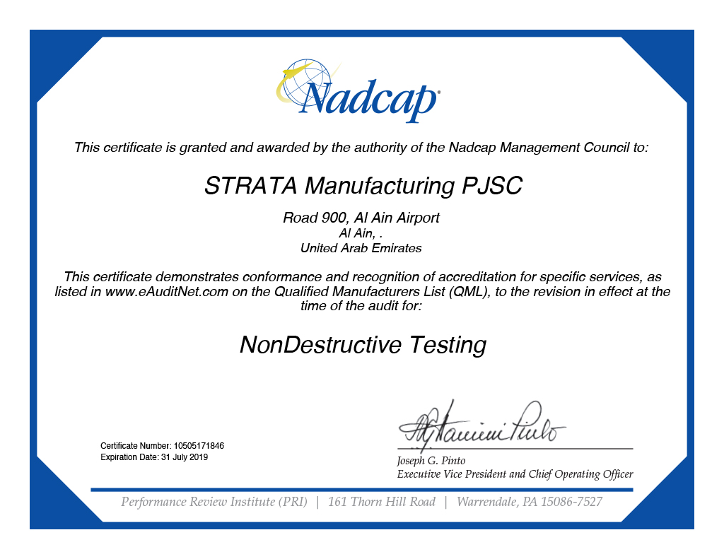 NonDestructive Testing audit 171846 Certificate
